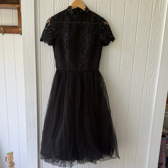 Chi Chi London Black Bronte Lace Tulle Midi Dress sz 6 - Picture 3 of 11